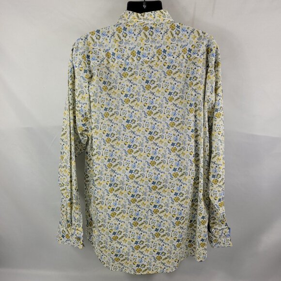 Bugatchi Uomo Retro Paisley Long Sleeve Button-Up Dress Shirt size Mens 2XL - Picture 2 of 3